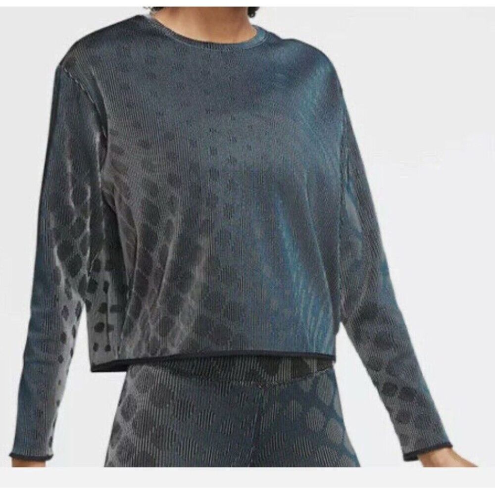 Nike Top Women's XL Running Division Long Sleeve Pullover Zip Back Cropped Black